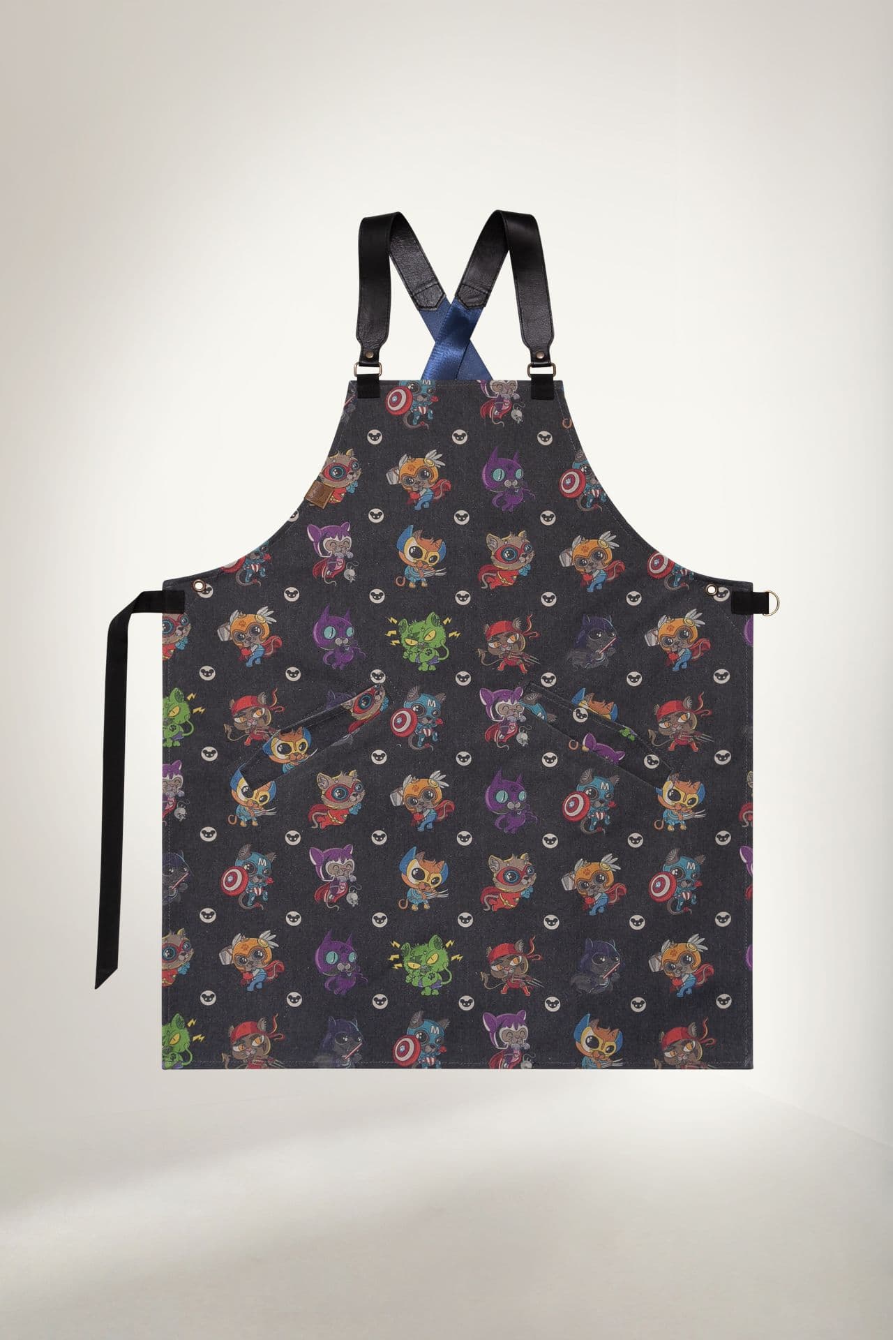 Бесстрашный Фартук Канвас плотный Фартук Котик чёрный