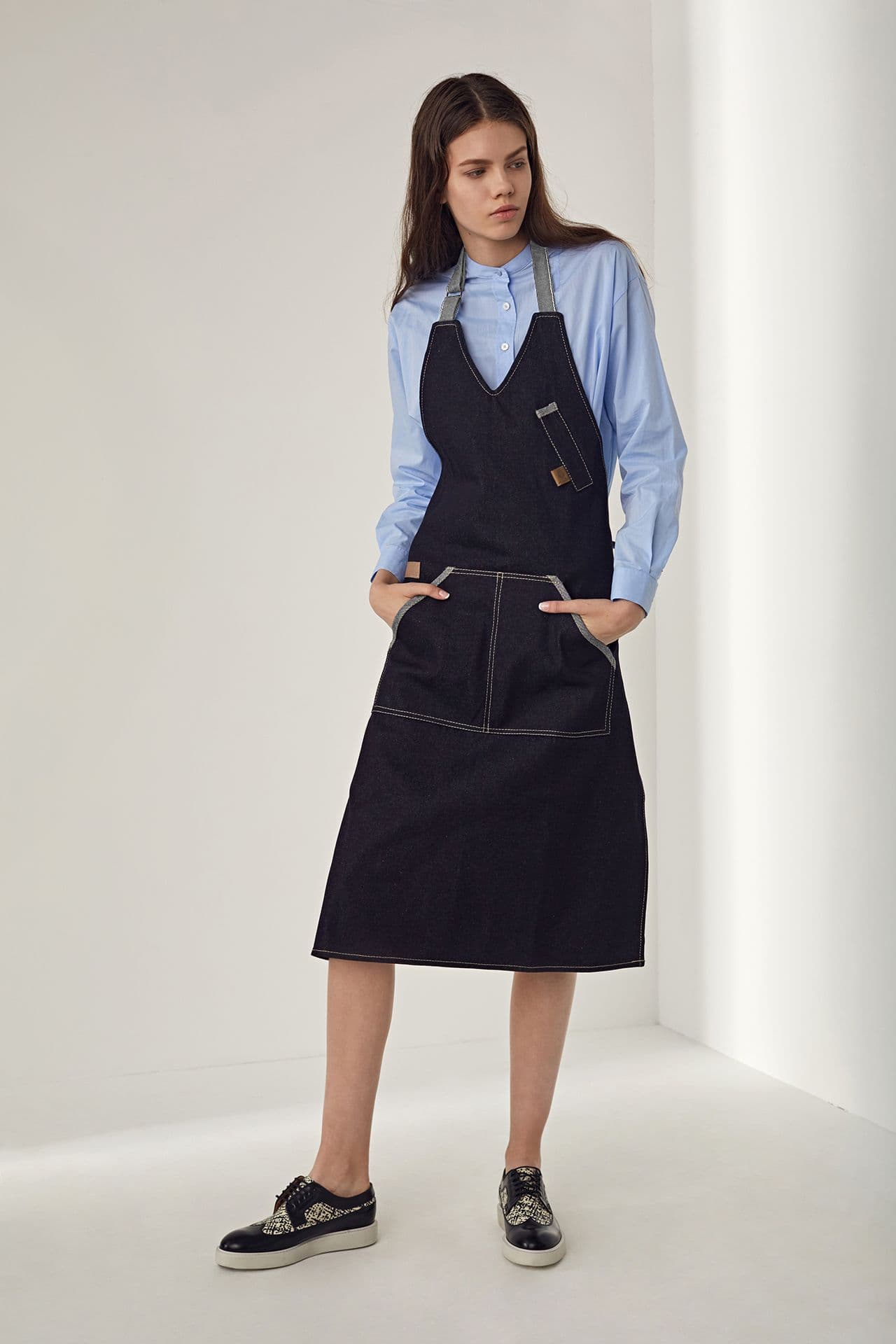 Кельнер женский Фартук Джинса Фартук Синий