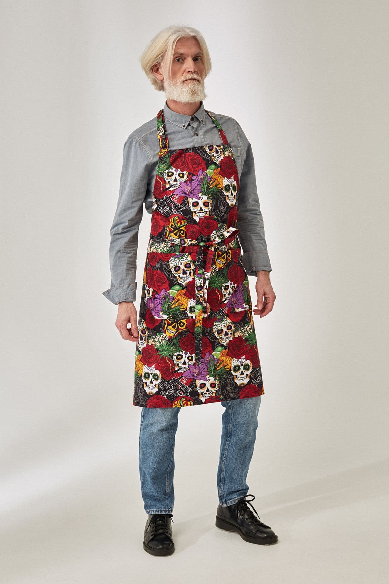 Шеф Принт Фартук Хлопок Фартук Череп чёрный