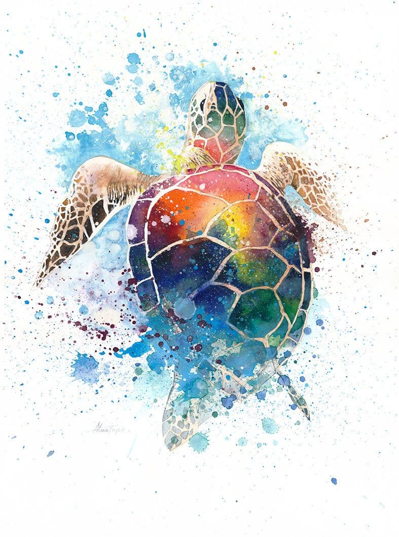 Куртка Акварель черепаха рыжий Куртка Канвас плотный Куртка Черепаха рыжий