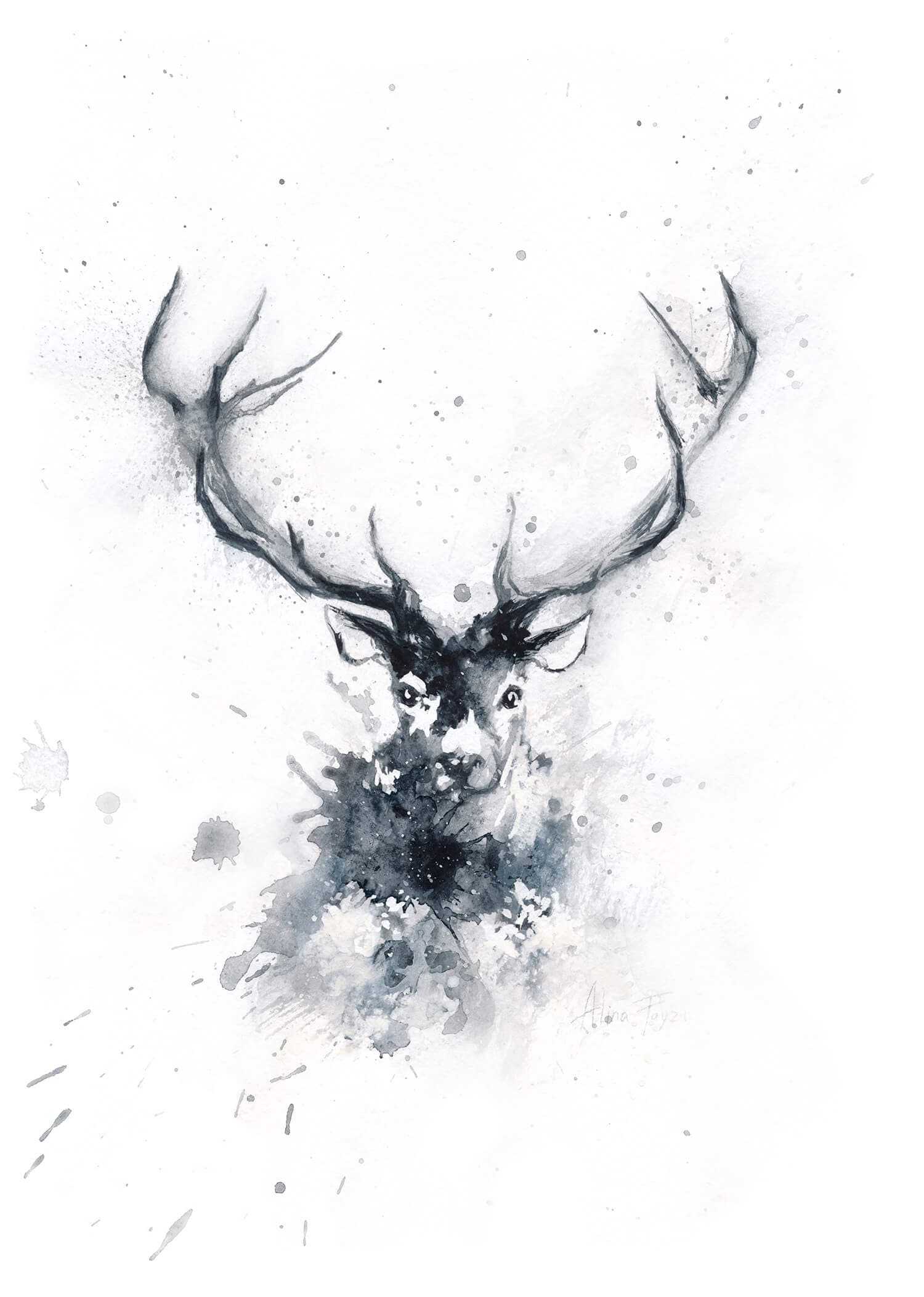 Куртка Акварель олень рыжий Куртка Канвас плотный Куртка Олень рыжий