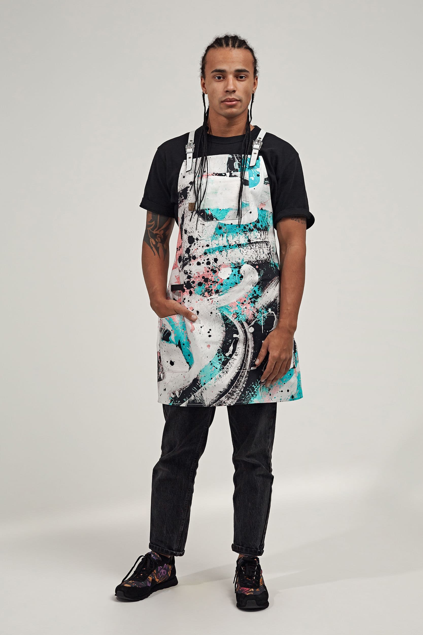 Примо Принт Фартук Хлопок Фартук Калейдоскоп кораллово-бирюзовый