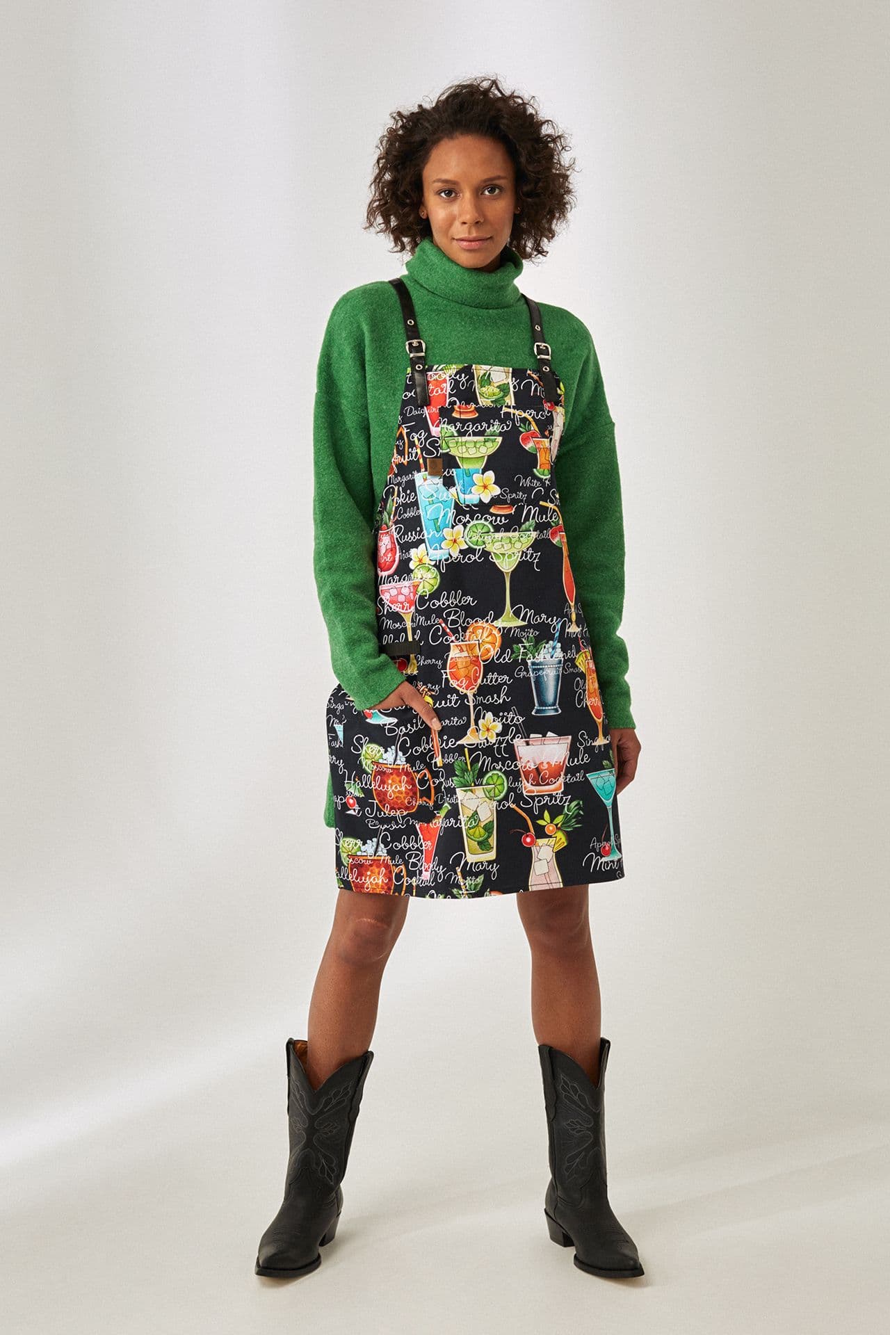 Примо Принт Фартук Хлопок Фартук Коктейль чёрный